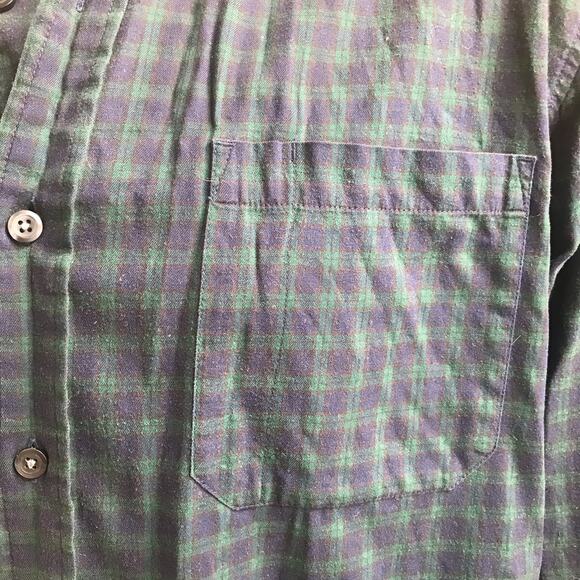 Duluth Trading Co Plaid Cotton Wool Button Down Green Shirt Men's Size L Tall - Picture 4 of 6